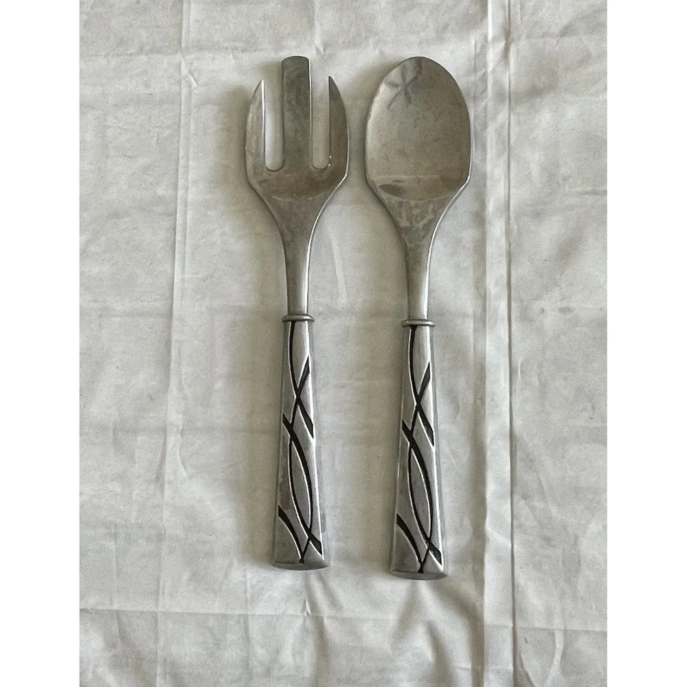 Lenox Vibe Hollowware Spoon Fork Serving Set Ornate Stainless‎ Steel 13